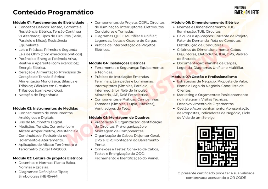 Verso do Certificado
